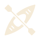 Icon of a canoe with a paddle across it.