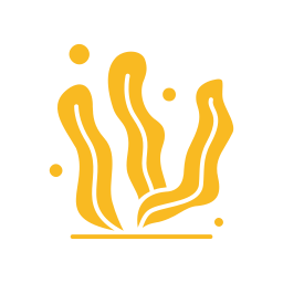 Stylized yellow wavy lines with small dots on a white background.